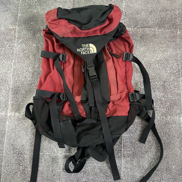 Men's Vintage 90's The North Face Red Black Rucksack Hiking Day Pack Backpack - Picture 1 of 4
